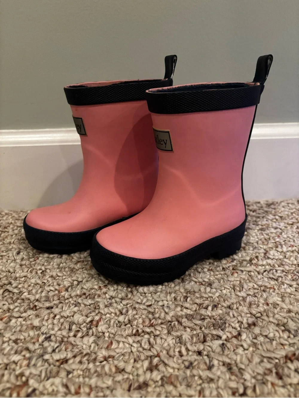 Hatley Coral Pink Kids Rain & Snow Boots with Black Trim